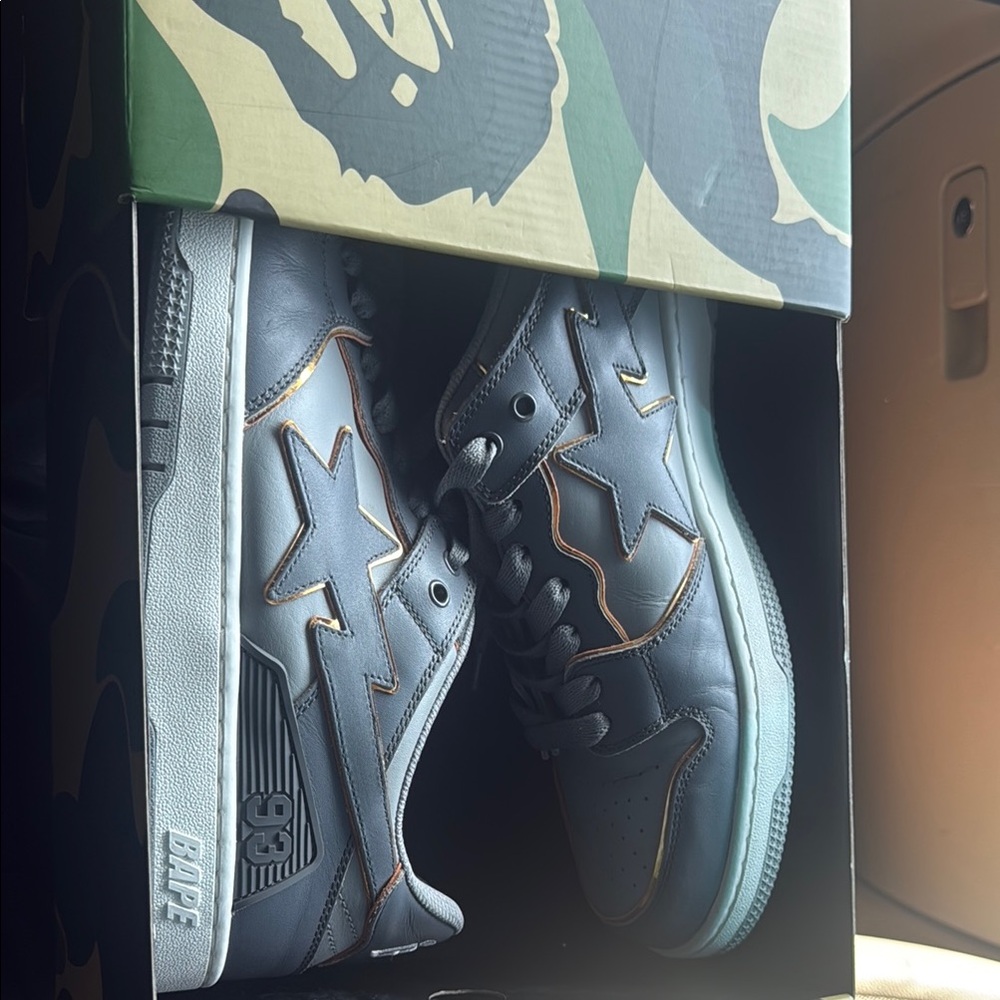 Bape Gray Sneakers with Modern Design and Sturdy Build